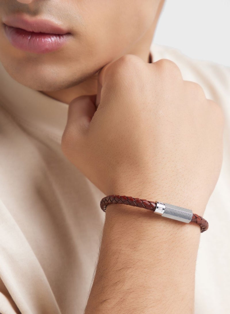 Casual Leather Round Screw Jack Bracelet
