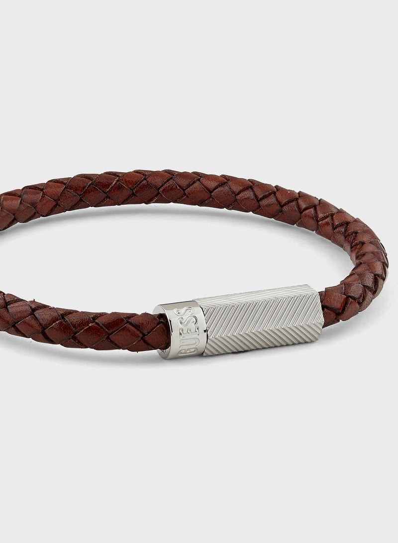 Casual Leather Round Screw Jack Bracelet