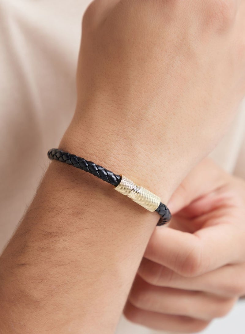 Casual Leather Round Screw Jack Bracelet