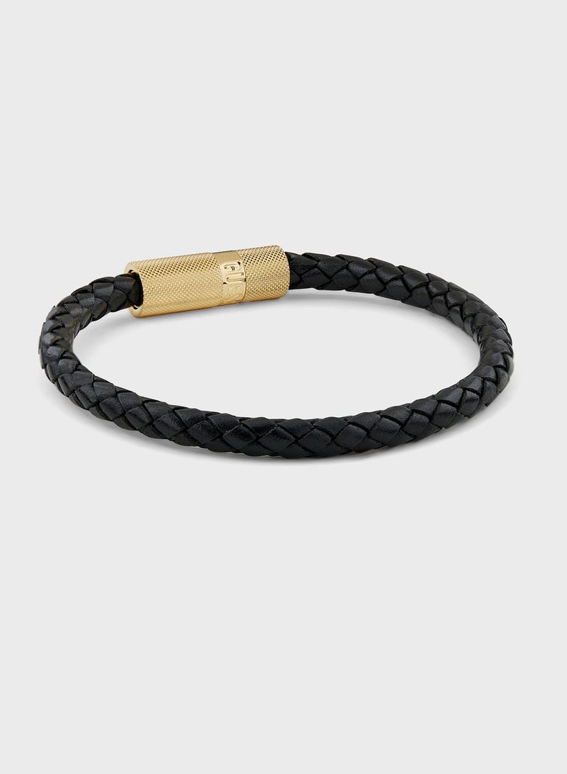 Casual Leather Round Screw Jack Bracelet