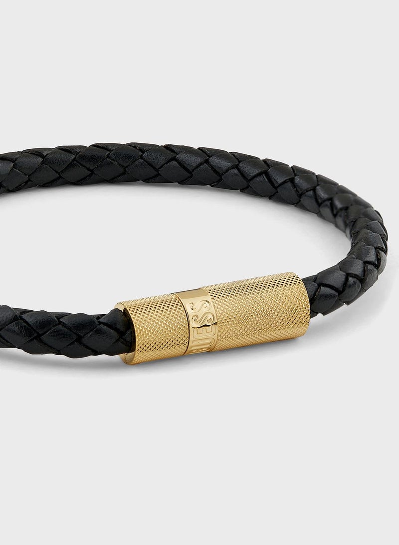 Casual Leather Round Screw Jack Bracelet