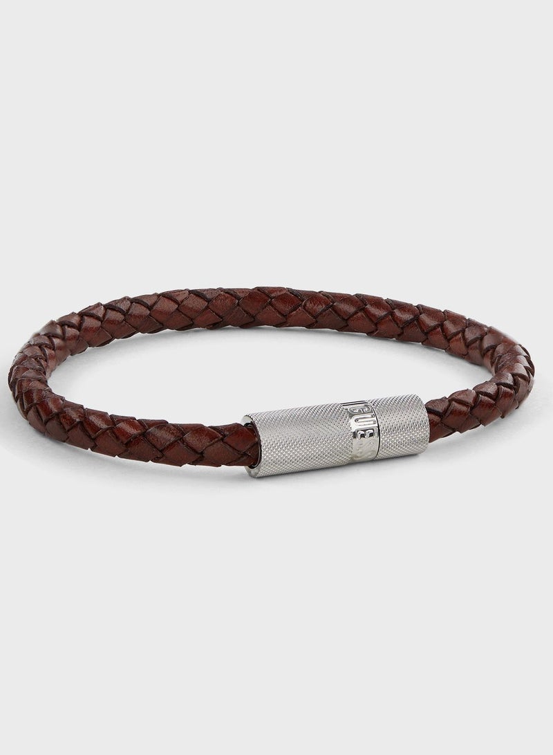 Casual Leather Round Screw Jack Bracelet