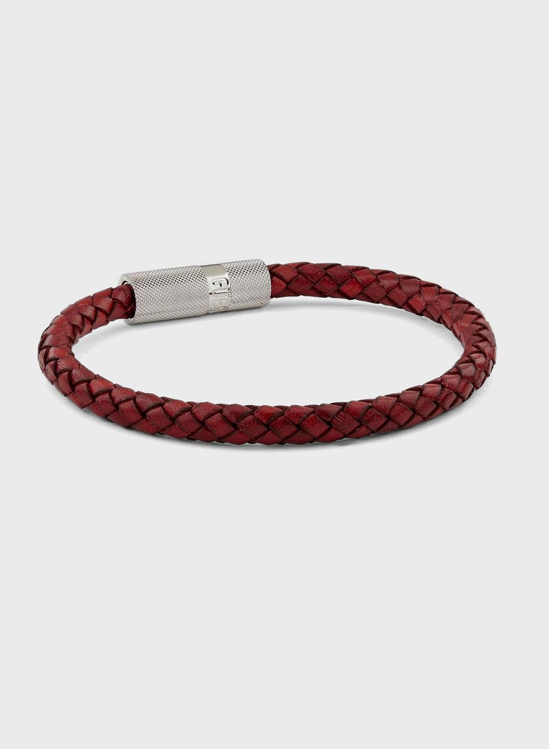 Casual Leather Round Screw Jack Bracelet