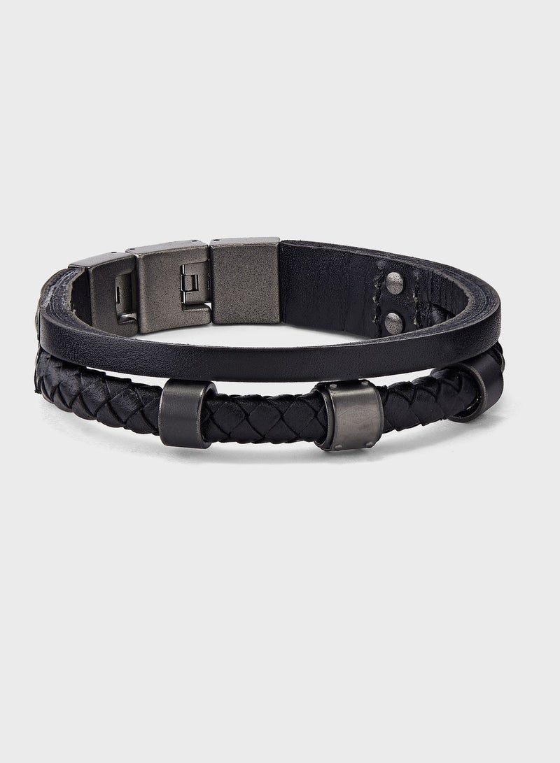 Jof00391793 Leather Multi Strand Bracelet