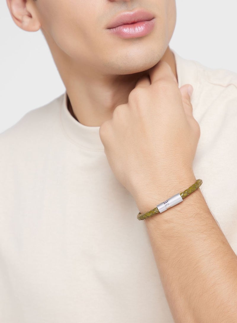 Casual Leather Round Screw Jack Bracelet