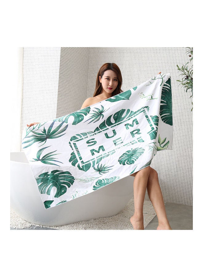 Printed Quick-Drying Beach Towel White/Green 140x70cm