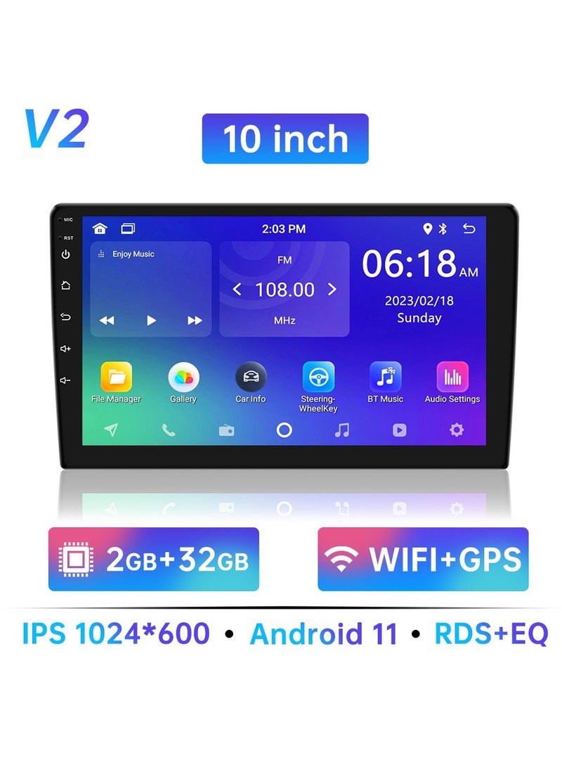 Car Audio Multimedia Player, Android Double Din Car Stereo,  10 Inch HD Touch Screen Car Radio Audio System With GPS Navigation for Hyundai Nissan Toyota Kia, (10Inch 2 32G )