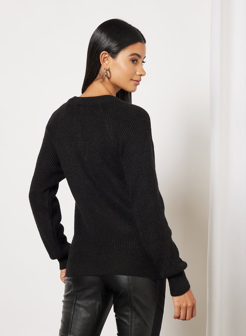 Zip Detail Sweater Black