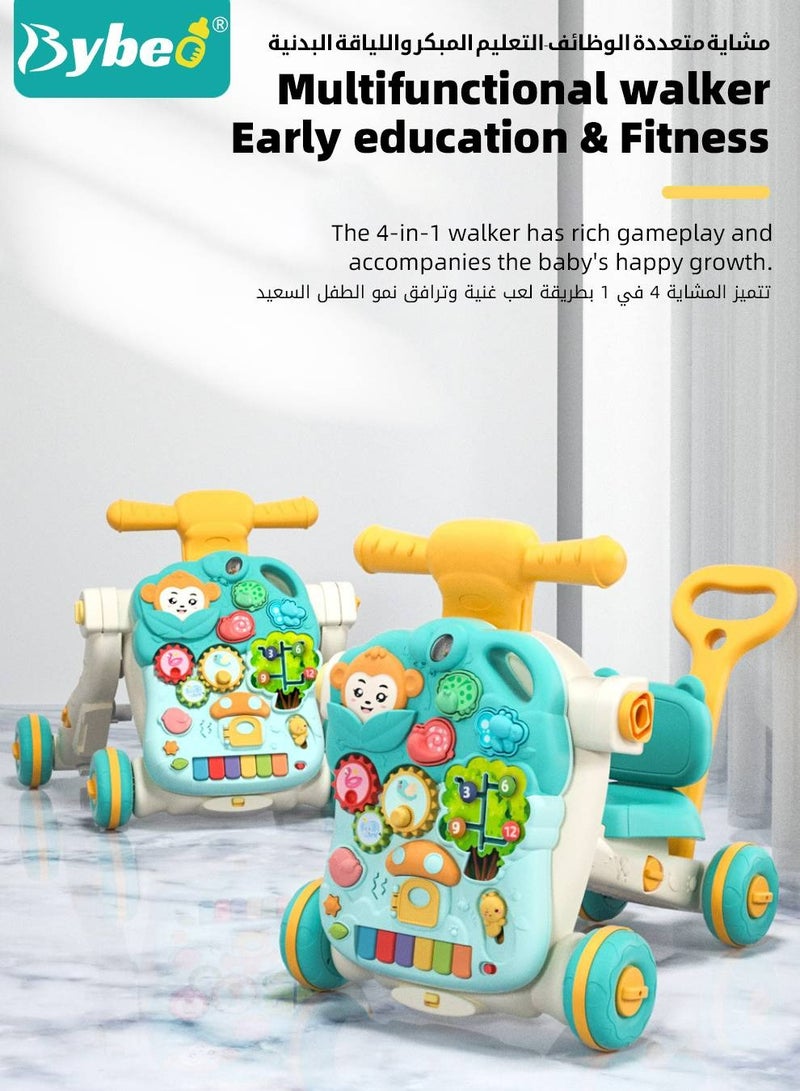 5 in 1 Baby Walker, Sit to Stand learning Infant Walkers With Activity Center, Toddler Trolley & Push Stroller with Interactive Learning Table, Educational Toy Gift for Boys Girls Children