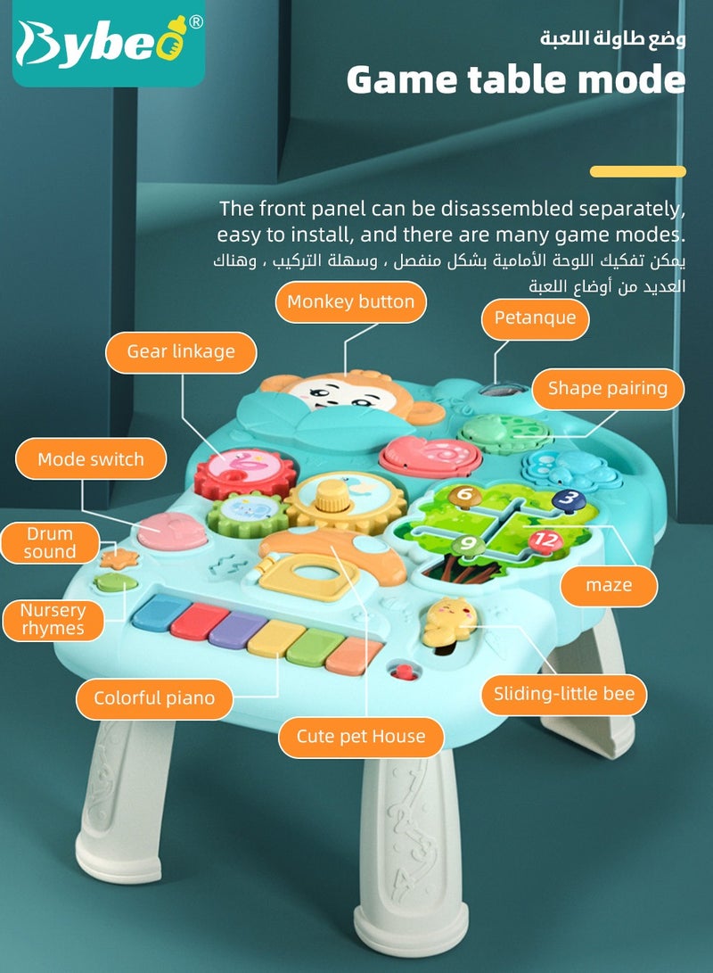 5 in 1 Baby Walker, Sit to Stand learning Infant Walkers With Activity Center, Toddler Trolley & Push Stroller with Interactive Learning Table, Educational Toy Gift for Boys Girls Children