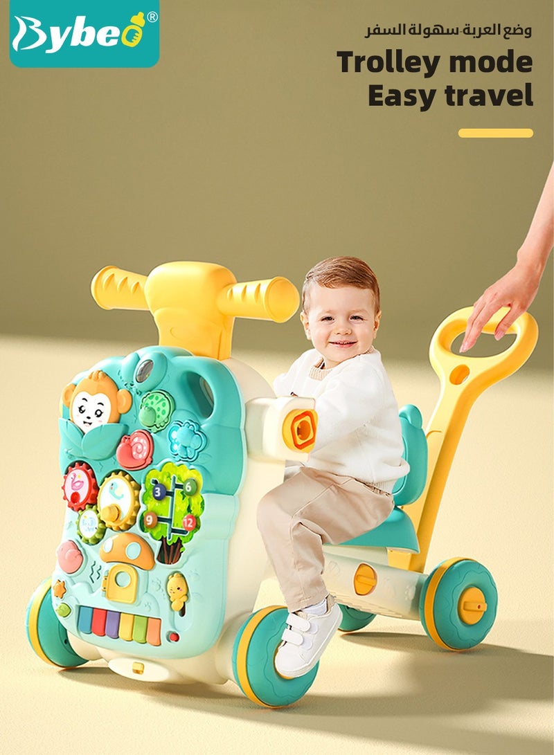5 in 1 Baby Walker, Sit to Stand learning Infant Walkers With Activity Center, Toddler Trolley & Push Stroller with Interactive Learning Table, Educational Toy Gift for Boys Girls Children