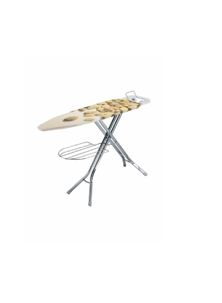 Royalford Ironing Board With Steam Iron Rest And Adjustable Height/Lock System Rf365Ibl Silver/Brown