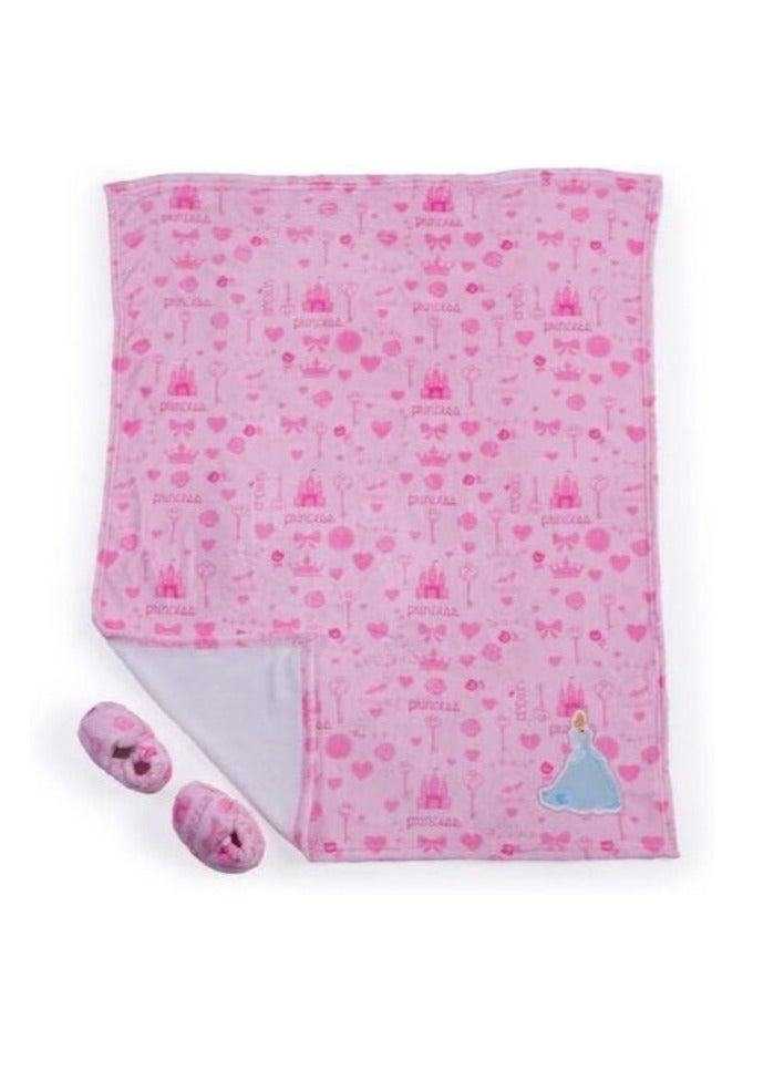 PAN Home Princess Blanket With Booties Gift Set- 76x102cm - Pink