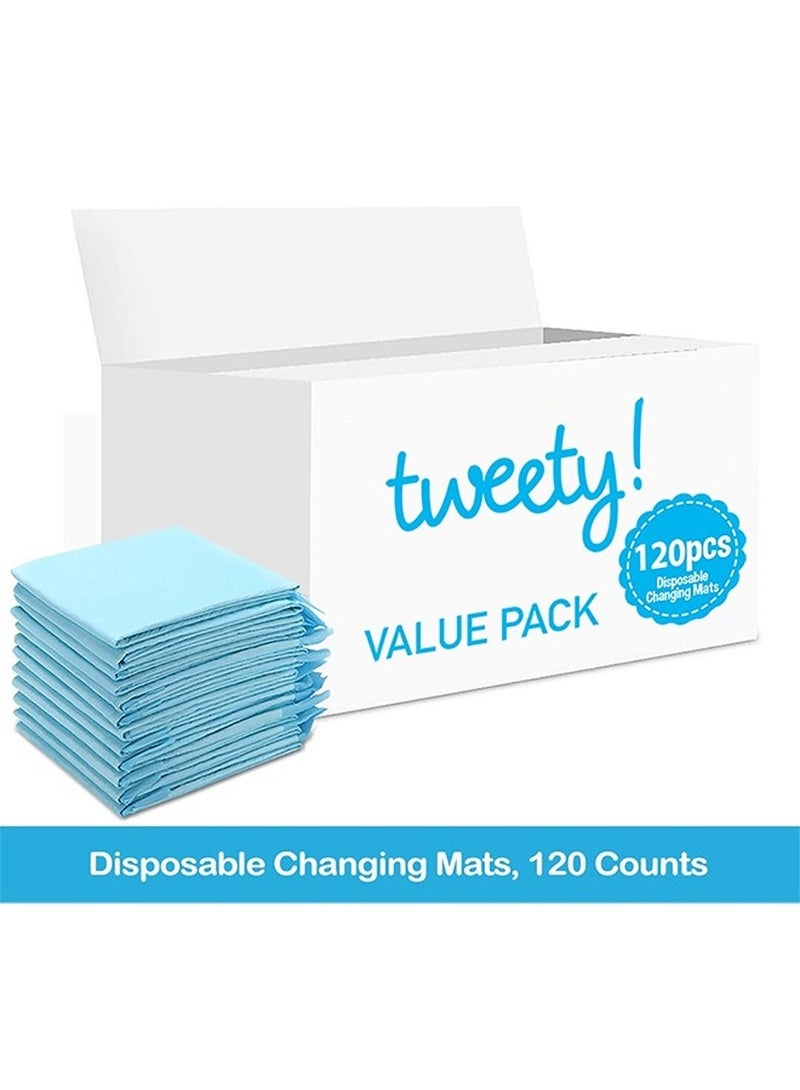 Disposable Changing Mats, 120 Counts, Soft Waterproof Mat, Portable Leak Proof Changing Mat, New Mom Leak-Proof Under pad, Mattress Table Protector Pad