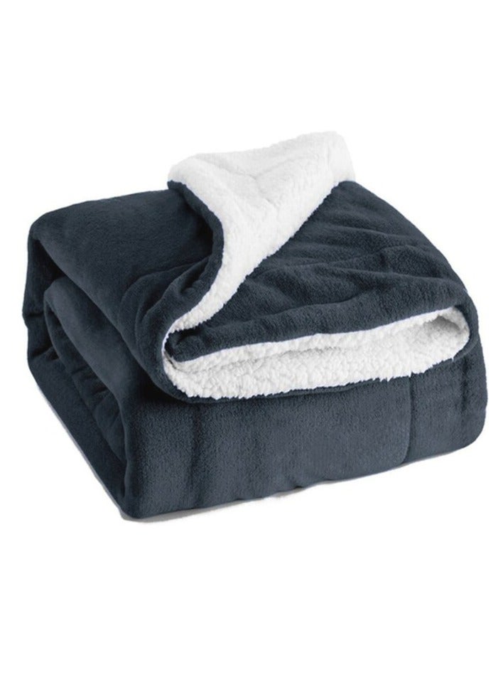 Reversible Soft Sherpa Bed Blanket Throw Blanket King Size Dark Grey 220x240 cm