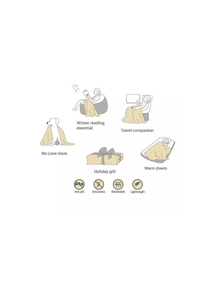 LUNA HOME Fleece Blanket 200*230cm Super Soft Throw Geometric Design, Old Rose Color.