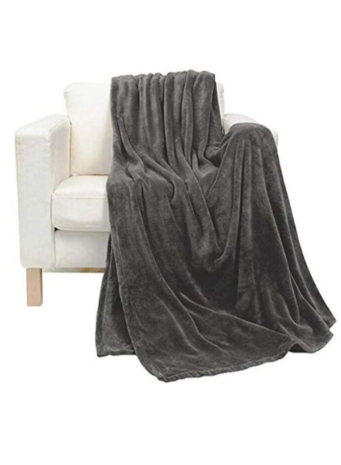 Soft Flannel Fleece Blanket, Dark Gray, Single Size, 200 * 160 cm