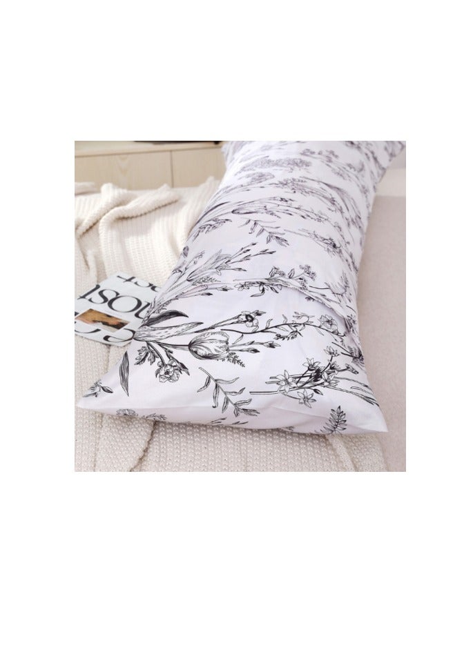 LUNA HOME 1 Piece Long Body Pillow Case, Dim gray leafs Design.