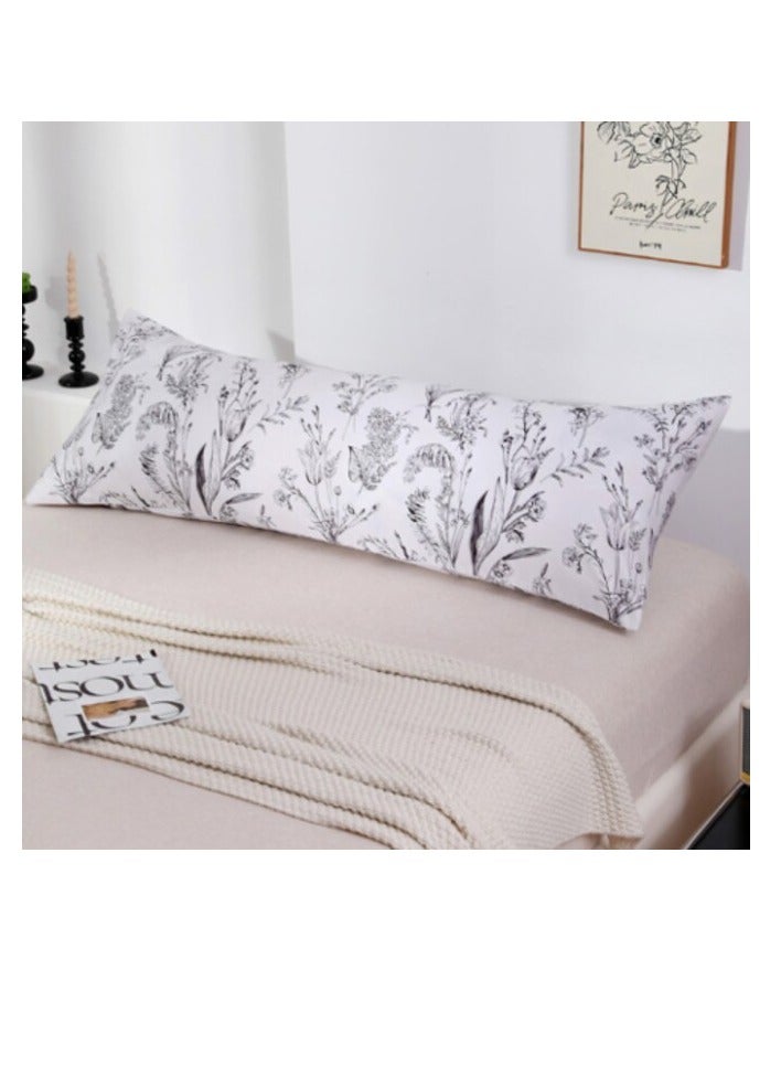 LUNA HOME 1 Piece Long Body Pillow Case, Dim gray leafs Design.