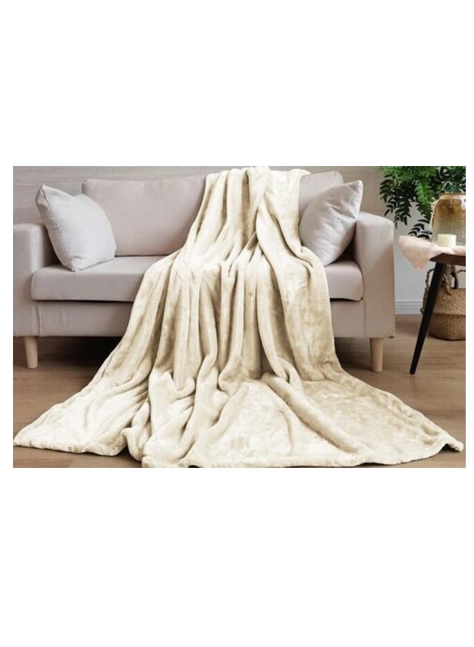 PAN Home Home Furnishings Ultra Plush Blanket 150X200 cm- Beige