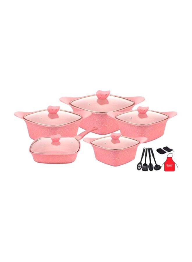 17-Piece Granite Cookware Set Pink