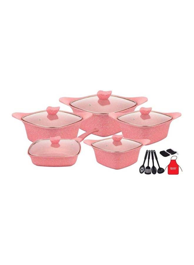 17-Piece Granite Cookware Set Pink