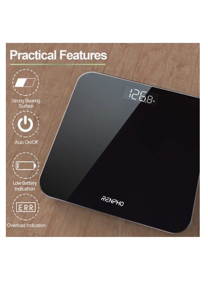 Renpho Digital Bathroom Scales For Body Weight, Weighing Scale Electronic Bath Scales With High Precision Sensors Accurate Weight Machine For People, LED Display, Black, 180Kg, Core 1S