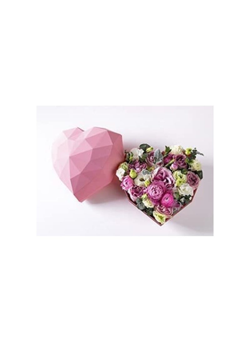 Red Dot Gift Diamond Heart Shape Flower Box Valentine'S Day Love Acrylic Flower Box Preserved Flower Gift Box Rose Flower Gift Box (Full Pink ( Not Transparent))