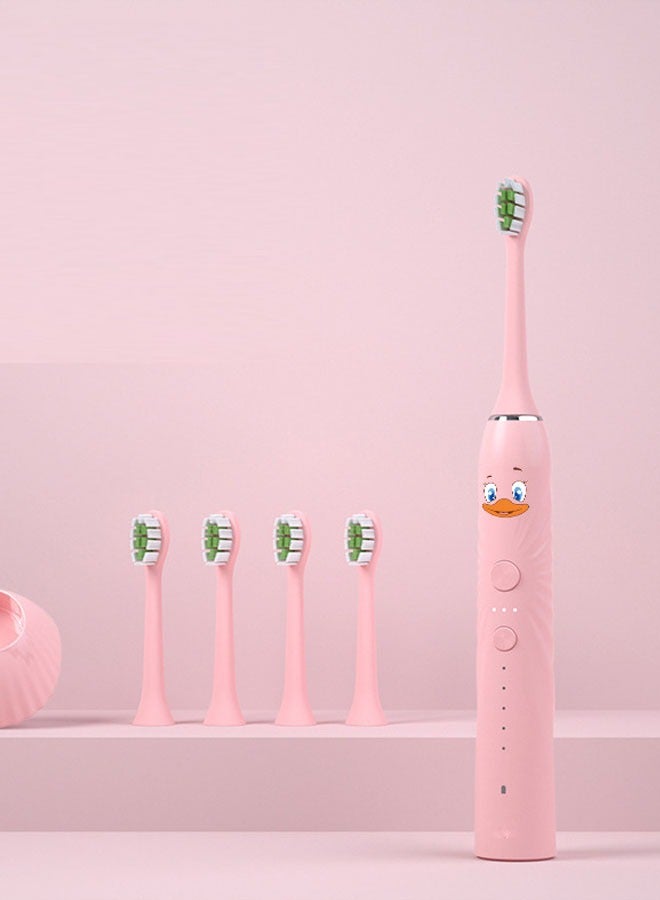 Children's Electric Toothbrush Super Soft Waterproof Teeth Cleaning Artifact Battery Powered (4 Heads)
