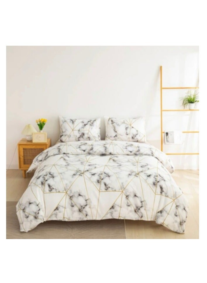 LUNA HOME Single size 4 pieces Bedding Set without filler, Geometric Marble Design