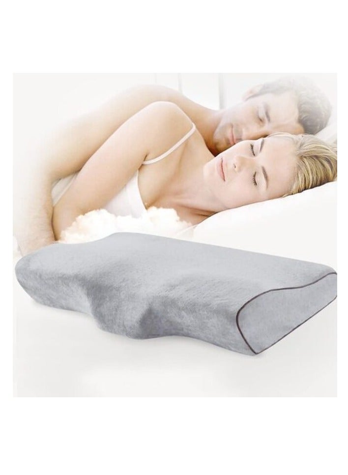 Uaejj Memory Foam Pillow, Neck Pillow, Curve Designed Sleeping Pillow, Butterfly Cervical Pillow, Contour Cervical Pillow (Grey)