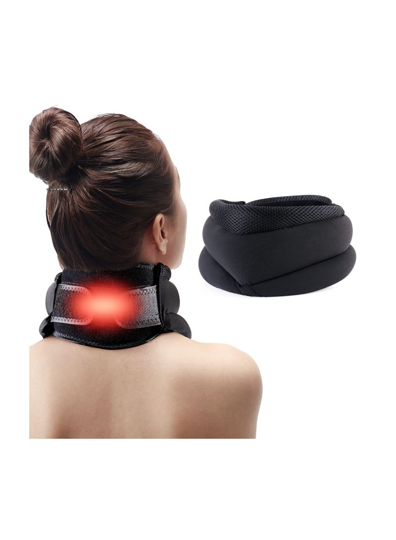 Heated Neck Brace, Support Brace with Graphene Heating Pad for Pressure Relief, Adjustable Soft Foam Cervical Collar Women and Men (3.5