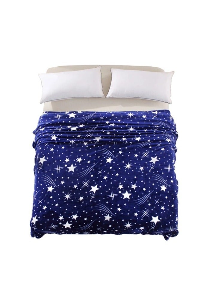 Silky Soft Single Blanket Stars Printed Flannel Throw for Sofa
