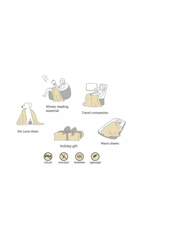 Fleece Blanket 200*230cm Super Soft Throw Blue Color with Lovely Leaf Design.