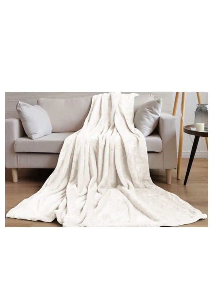 PAN Home Home Furnishings Ultra Plush Blanket 150X200 cm- Ivory