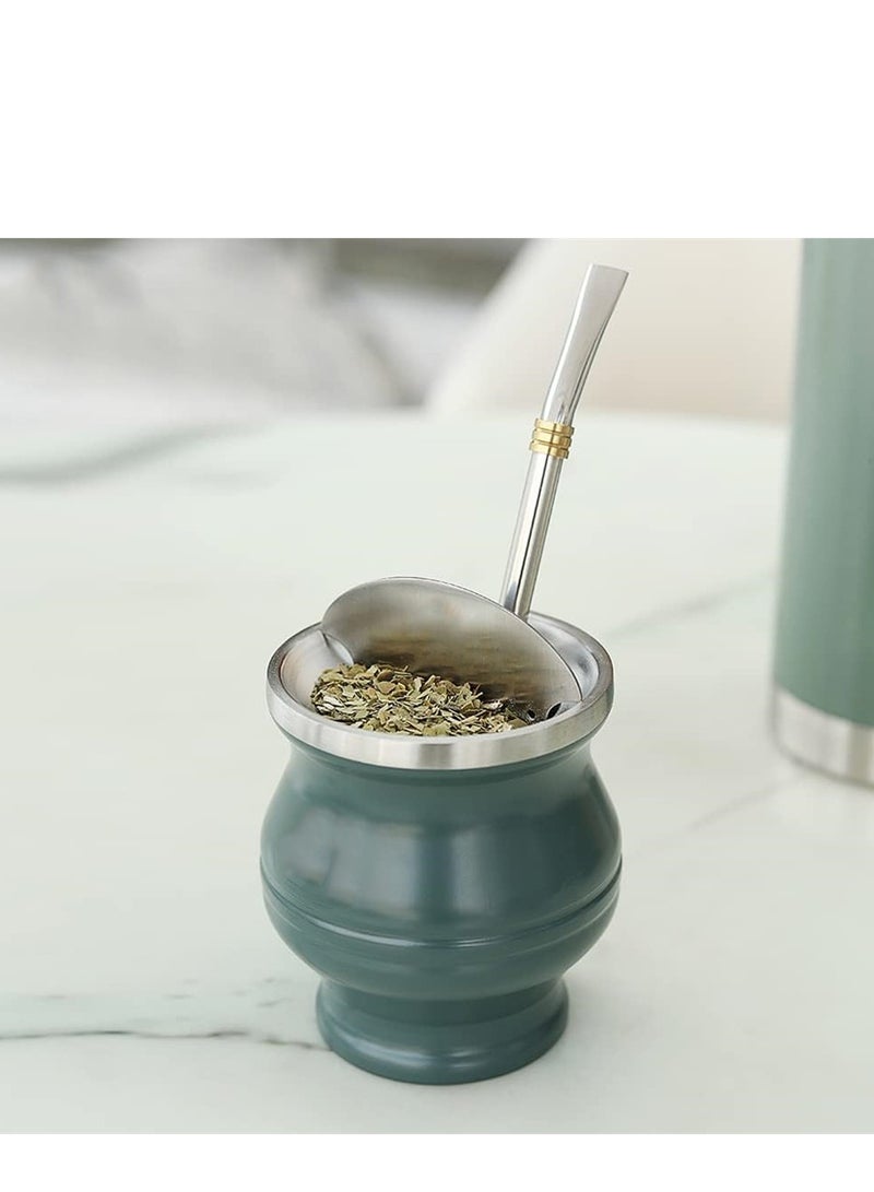 Yerba Mate Cup and Bombilla Set 180ml Yerba Mate Set Includes a Modern Mate Cup Yerba Mate Shaper Set Mate Bombilla Straws and a Cleaning Brush