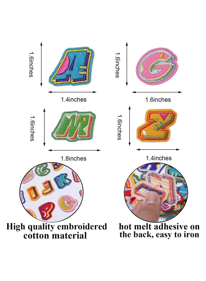 72 Pieces Iron on Letters and Numbers Patches Colorful Letter Alphabet Embroidered Patch A-Z 0-9 Applique for Clothes Dress Hat Socks Jeans DIY Accessories