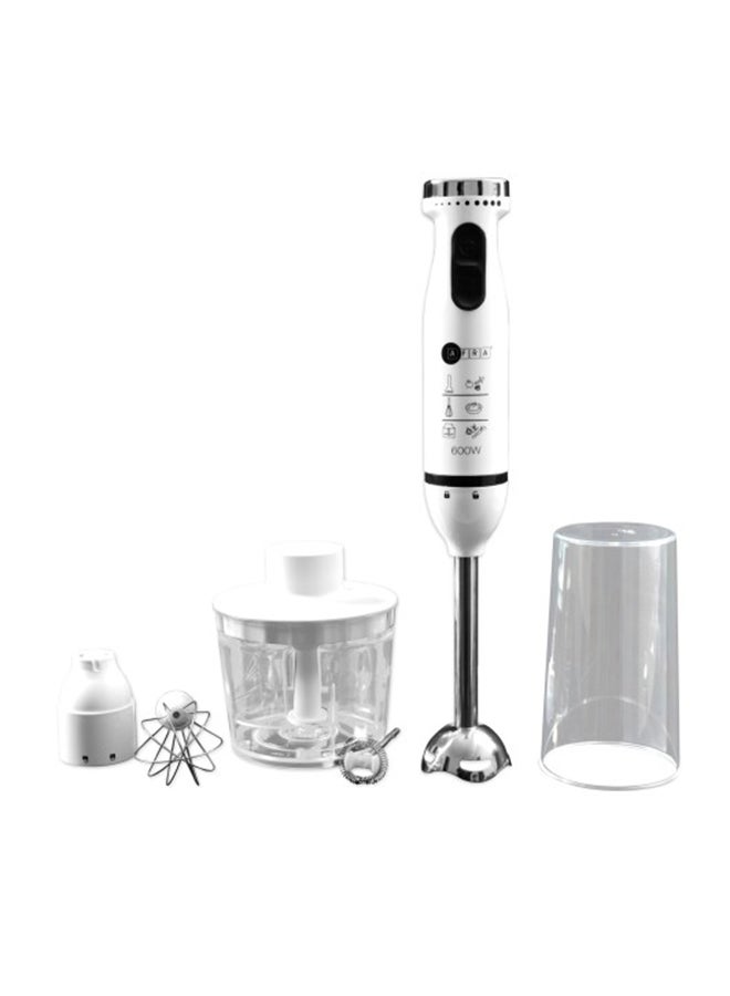 AFRA Japan Hand Blender Set, Multiple Speed Settings, Stainless Steel, Multiple Attachments, Chopper, Mixing Cup, Whisk With 2 years warranty AF-14600BLCR White