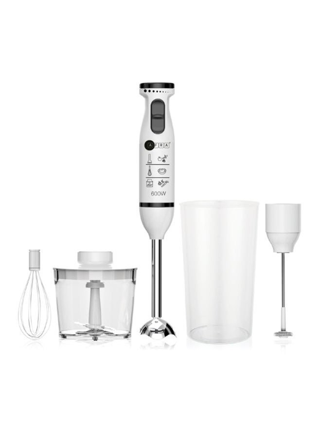 AFRA Japan Hand Blender Set, Multiple Speed Settings, Stainless Steel, Multiple Attachments, Chopper, Mixing Cup, Whisk With 2 years warranty AF-14600BLCR White