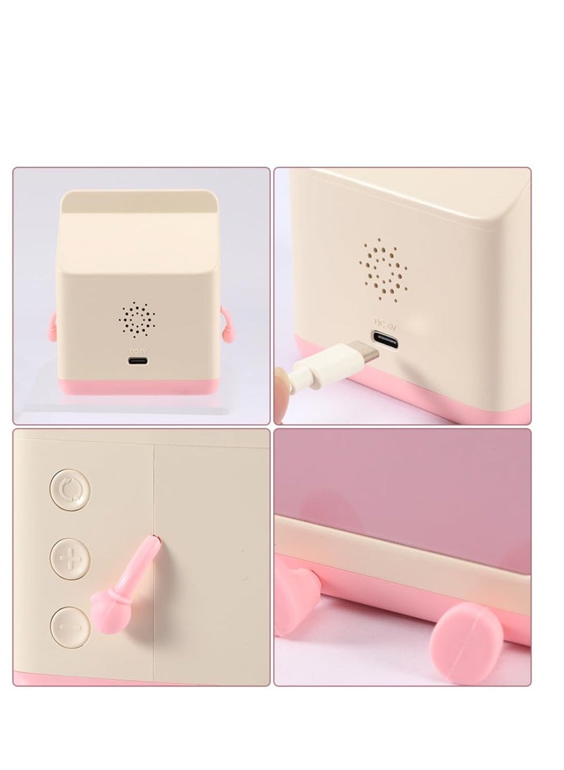 Kids Alarm Clock, Digital Clock for Bedroom, Cute Milk Box Shape Children Wake up 5 Minute Alarm, Rechargeable Bedroom Room Decor Birthday Gift(Pink)