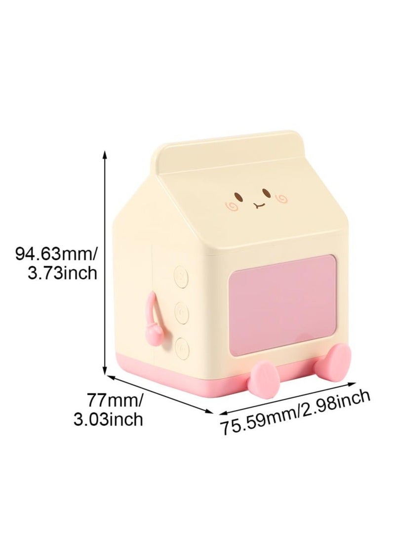 Kids Alarm Clock, Digital Clock for Bedroom, Cute Milk Box Shape Children Wake up 5 Minute Alarm, Rechargeable Bedroom Room Decor Birthday Gift(Pink)