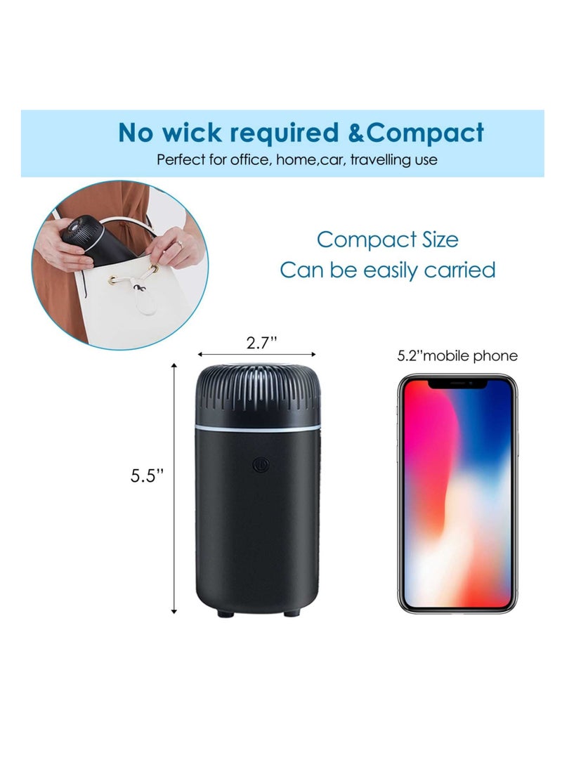 Car Diffuser, Humidifier Aromatherapy Essential Oil Diffuser USB Cool Mist Mini Portable for Home Office Bedroom (Black)