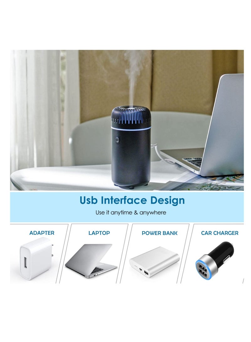 Car Diffuser, Humidifier Aromatherapy Essential Oil Diffuser USB Cool Mist Mini Portable for Home Office Bedroom (Black)