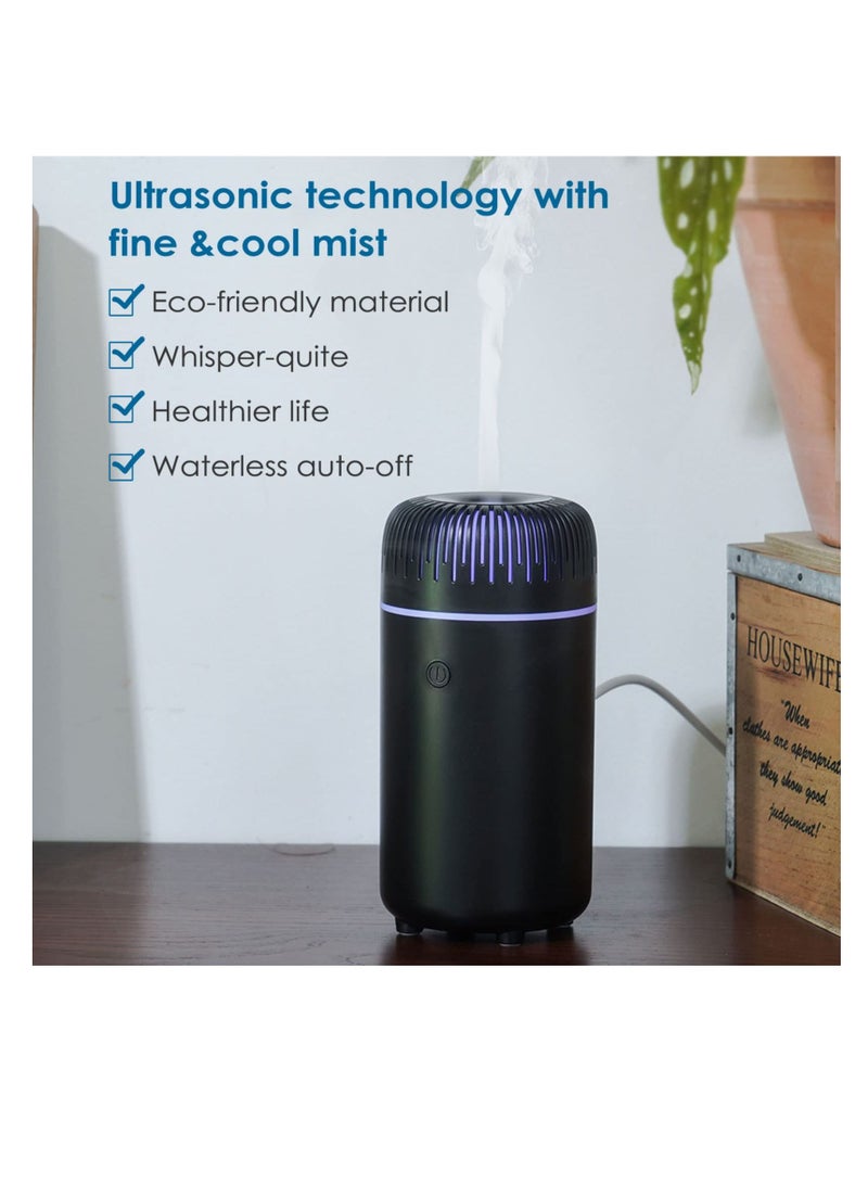 Car Diffuser, Humidifier Aromatherapy Essential Oil Diffuser USB Cool Mist Mini Portable for Home Office Bedroom (Black)