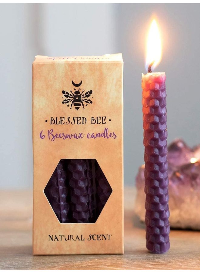 6-Piece Blessed Bee Spell Prosperity And Overcoming Obstacles Candle Purple 11cm