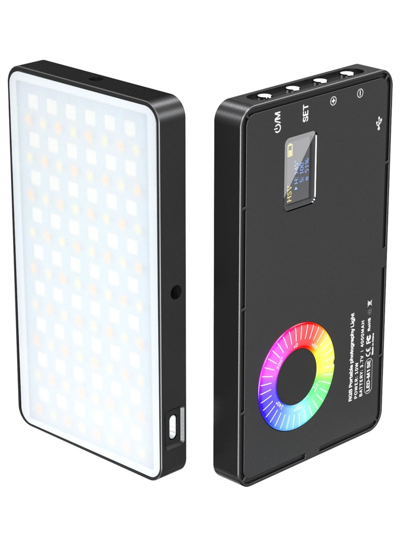 RGB Video Light, Built-in 4000mAh Rechargeable Battery LED Camera Light Full Color 12 Common Light Effects, CRI≥95 2500-8500K LED Video Light Panel with Power Function