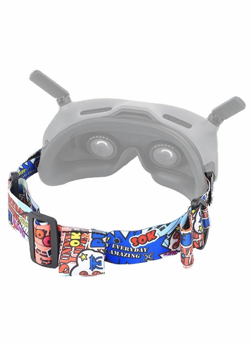 Adjustable Head Strap for FPV Goggles V2 Headband Fixed Elastic Accessories Graffiti band with Battery Pocket Combo