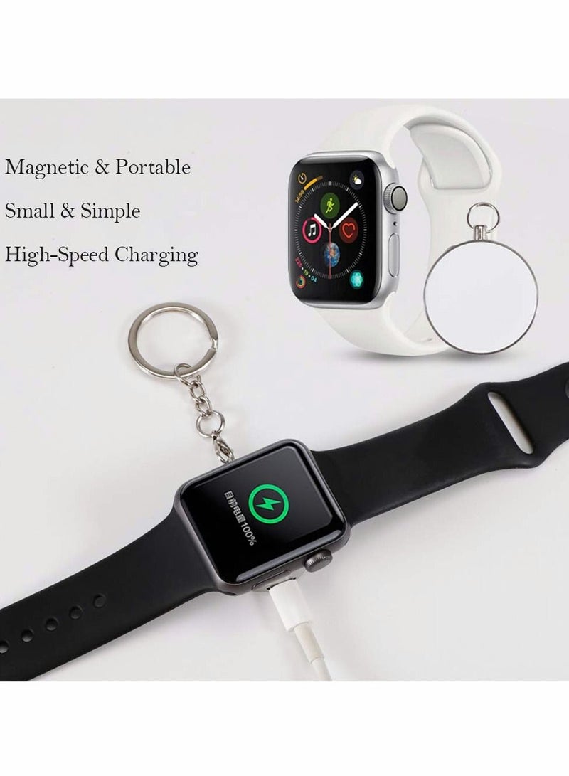 Upgrade Watch Charger for iWatch Portable Wireless Charging Compitable with Apple Series 6/5/4/3/2/1, Keychain Style White
