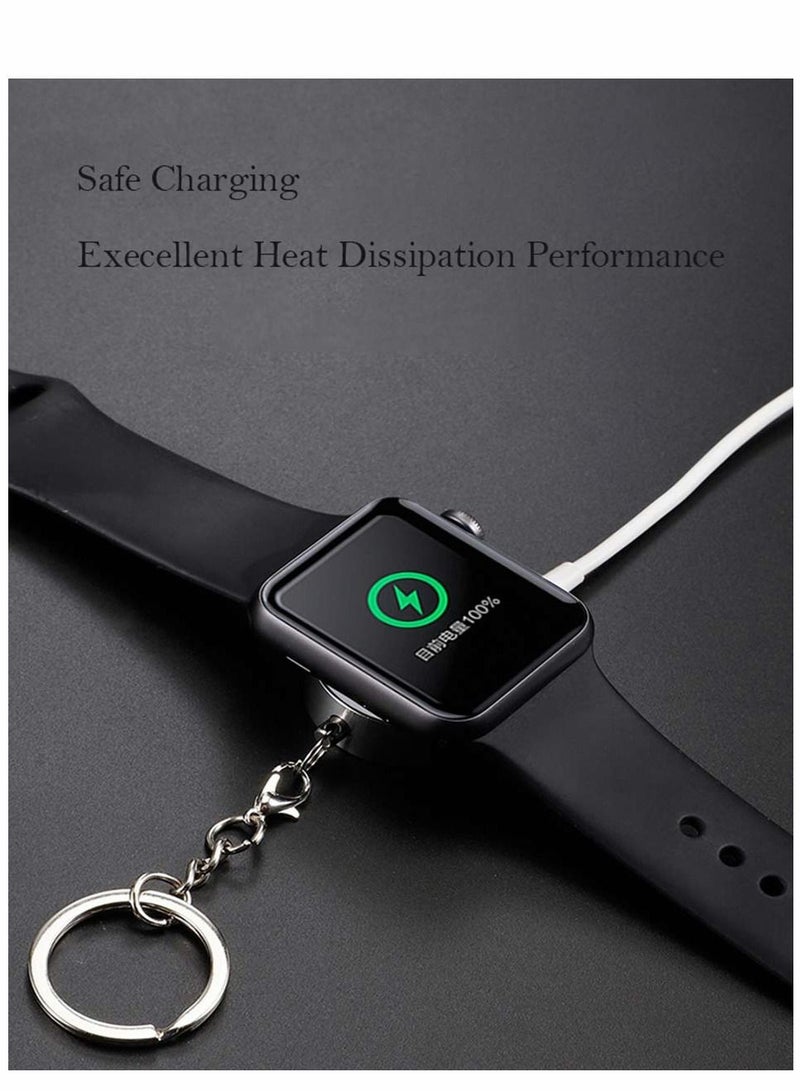 Upgrade Watch Charger for iWatch Portable Wireless Charging Compitable with Apple Series 6/5/4/3/2/1, Keychain Style White