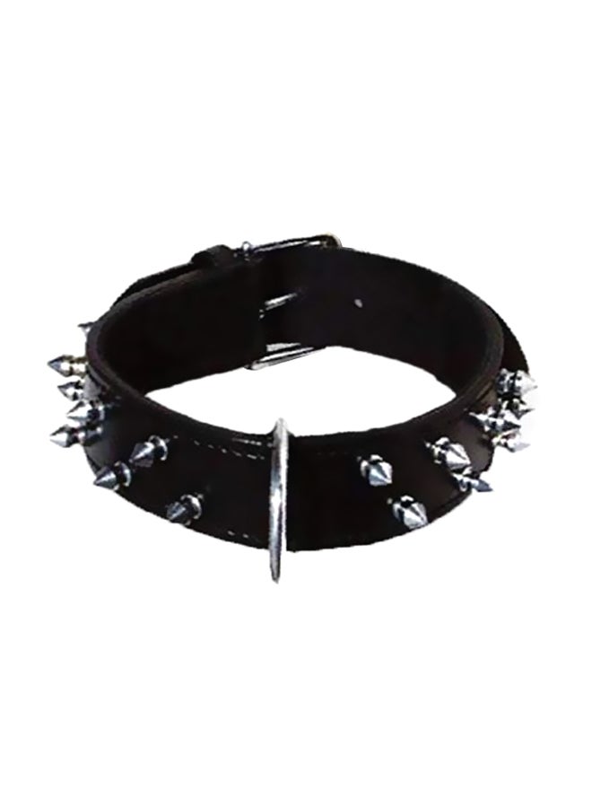 Leather Dog Collar Black/Silver 60cm